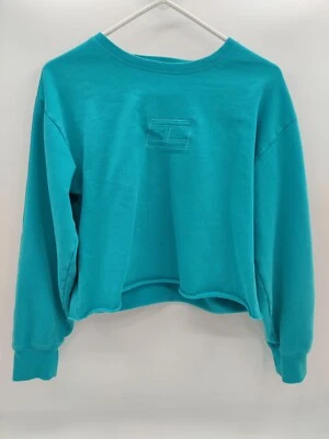 Tommy Hilfiger 运动作物上衣运动衫毛衣蓝绿色女式 XS 码 — 第 1/4 张图片