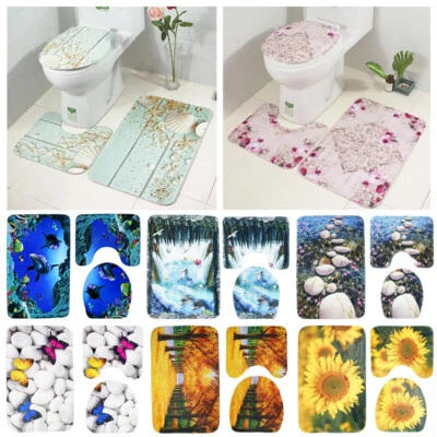 3Tlg.Set Badematte Badvorleger Badgarnitur Rutschfest Badteppich WC-Vorleger - Bild 1 von 4