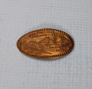 Gepresster Penny Souvenir längliche Münze San Francisco beliebteste Stadt Golden Gate - Bild 1 von 9