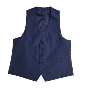 Moss London Skinny Fit Blue 2 Pocket Smart Formal Waistcoat Men's L 41'' - Picture 1 of 4
