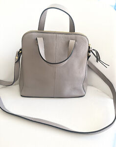 Lovely JOHN LEWIS Pale Grey Taupe REAL LEATHER Cross Body Grab Bag