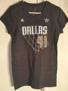 Adidas Women's NBA Tee Dallas Mavericks Dirk Nowitzki Navy sz M - Picture 1 of 1