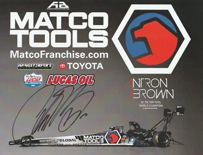 Tarjeta fotográfica de héroe Matco NHRA 2021 firmada por Antron Brown Drag Racing Toyota postal Foto 1 de 2