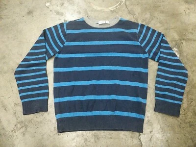 Для мальчиков в полоску темно-синий свитер детский место размер 10-12 хлопок большой пуловер  - Изображение 1 из 4