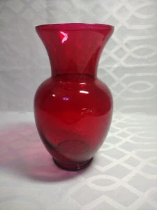 Vintage Ruby Red Glass Vase 9" Tall - Picture 1 of 8