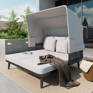 Sonnenliege Sonneninsel 2 Personen Gartenliege Lounge Doppelliege Strandkorb - Bild 1 von 10