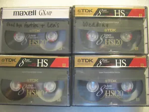 Lot of 4 TDK HS120 8mm Video Cassette Camcorder Tapes Used High Standard Hi8 - Picture 1 of 2