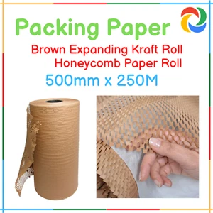 Honeycomb Kraft Paper Protective Packaging Wrap 500mm x 250M (420M Stretched) - Picture 1 of 2