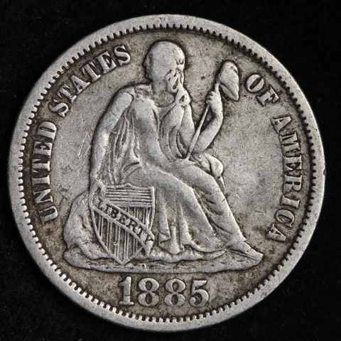 1885 Seated Liberty Silver Dime CHOICE XF+ E197 TCB Cover