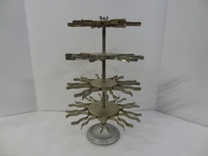 Vintage 4 Tier Office Rubber Stamp Holder Metal Carousel Revolving Rack 32 Slots - Picture 1 of 13