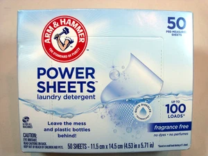 50 Count Power Sheets Laundry Detergent in Fragrance Free Scent - Picture 1 of 2