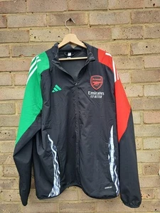  Arsenal XL 24/25 Black EU Presentation Winter Jacket Black Red Green Palestine - Picture 1 of 5