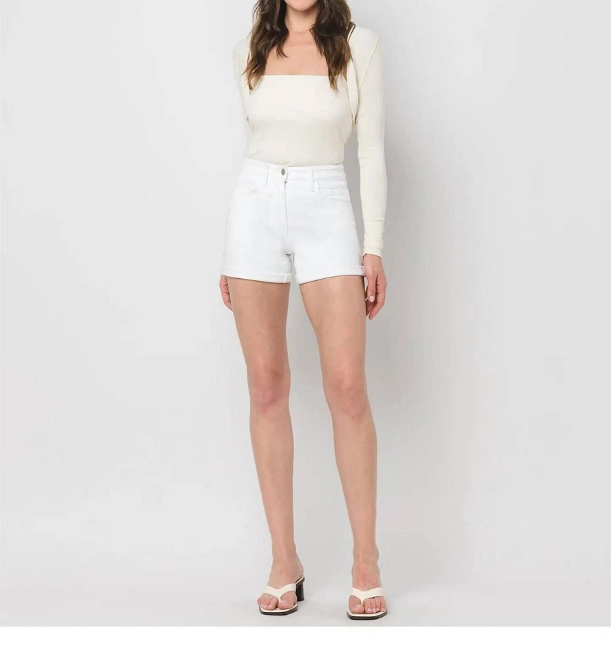 Pantalones cortos Flying Monkey tiro alto doble puño blancos Foto 1 de 1