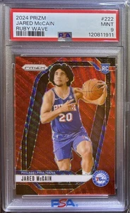 2024-25 Prizm Jared McCain Red Wave RC #222 PSA 9 - Picture 1 of 2
