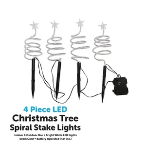4x Außen Weihnachtsbaum Pfahl Lichter Spirale Stern Festlich Garten Aufsteller - Bild 1 von 11
