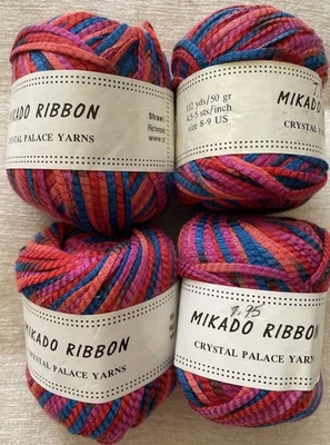 Lote de 4, hilo de cinta Crystal Palace Mikado, col#7302B, multicolor Foto 1 de 3