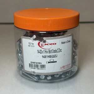 Qty 100 Peco 1/4-20 x 1 Fasteners Hex Bolts 14X1HBG2ZJ - Free Shipping* - Picture 1 of 3