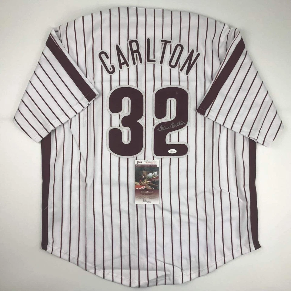 Autographed/Signed Steve Carlton Philadelphia Pinstripe Baseball Jersey JSA COA - Image 1 of 4
