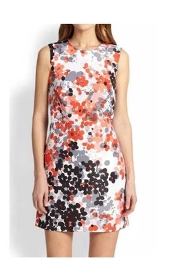 RED Valentino 100% Silk Multicolor Floral Abstract Print Bow Mini Dress 0 38  - Image 1 of 4