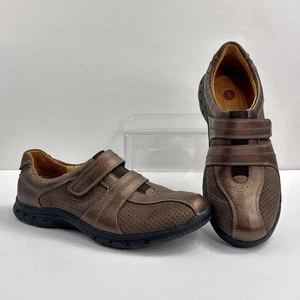 Clarks Damenschuhe unstrukturiert 8 braune bronzefarbene bequeme Halbschuhe Klettverschluss 85112 - Bild 1 von 11