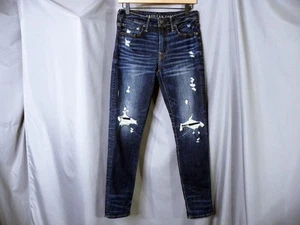 New American Eagle Air Flex + Mid Rise Distressed Ripped Jeans Womens Size 28x30 - Picture 1 of 7