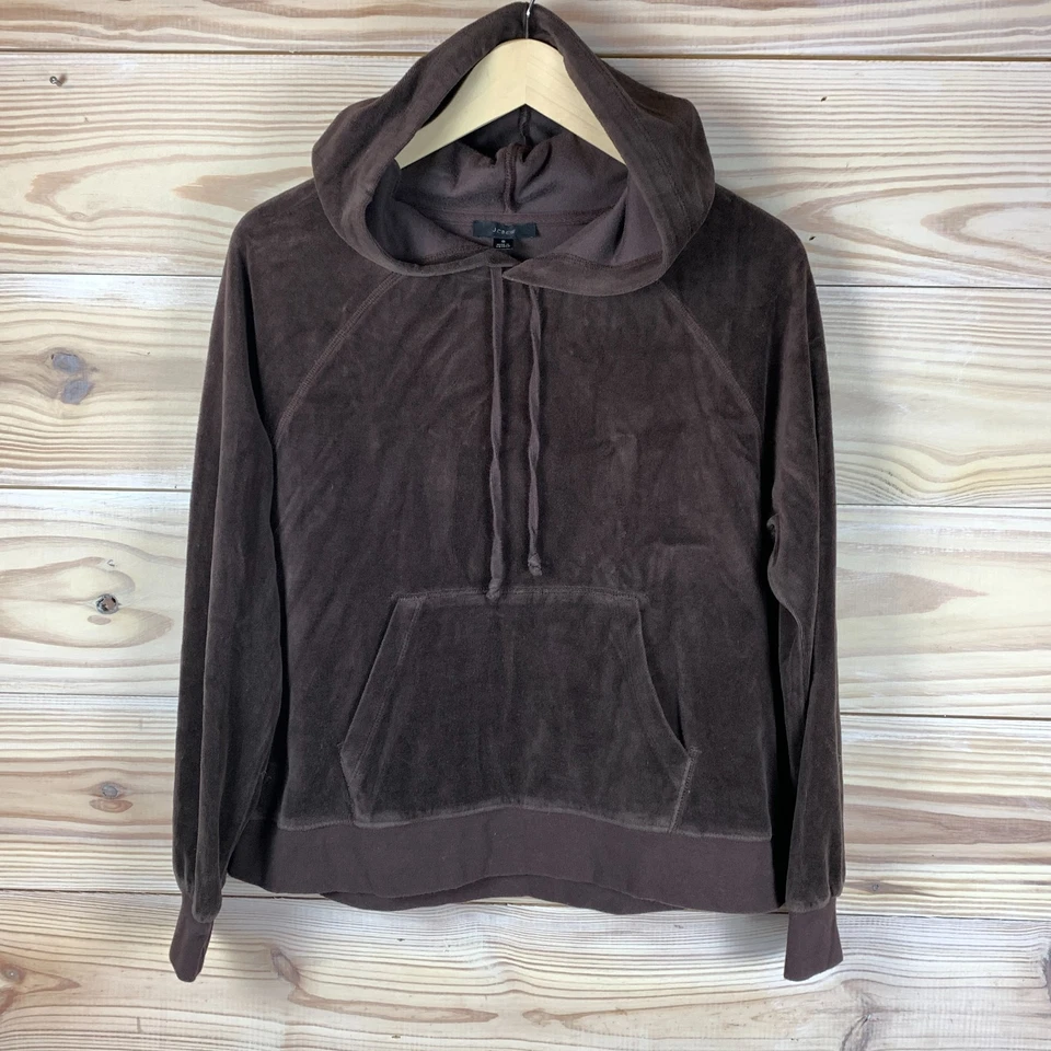 Sudadera con Capucha J Crew Terciopelo Mujer Pequeña Marrón Chocolate Relajada Salón BA367 Foto 1 de 4