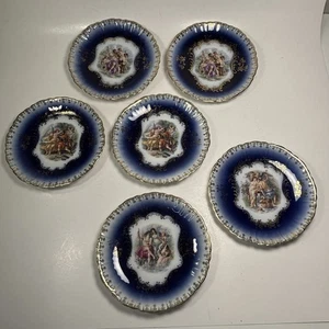 6 Royal Bavarian China Set Germany VTG Gold Scalloped Plates 5.75” Varied Scenes - Picture 1 of 20