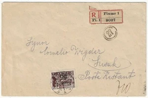 Fiume - Raccomandata per Susak con 55 su 5 c. bruno 1919 isolato - Imagen 1 de 2