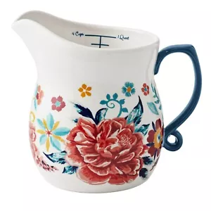Pioneer Woman Keepsake Floral Ceramic Measuring Pitcher 4-Qt Vintage Inspired - Picture 1 of 5