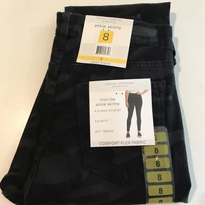 NWT REG $79 ANKLE SKINNY LADIES 2 TONE BLACK CAMO JEANS SIZE 8 POCKETS 5 - Bild 1 von 4