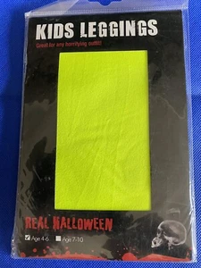 NEW Girls Neon Yellow Leggings Size 4-6Y. 100% Nylon Halloween Dress Up - Picture 1 of 3
