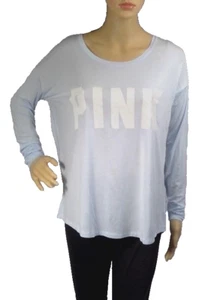PINK Victoria's Secret Damen T-Shirt Soft Langarm Grafik Hellblau Damen S - Bild 1 von 12
