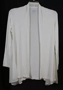 Cárdigan tejido frente abierto LOGO de Lori Goldstein detalles de gasa camisa chaqueta XXS - Imagen 1 de 6