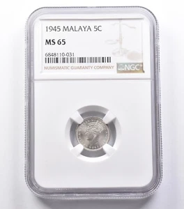 MS65 1945 Malaya 5 Cents NGC *5333 - Picture 1 of 3