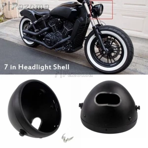Matte Black Headlight Housing 7 inch Motorcycle Headlamp Bulb Bucket For Harley - Picture 1 of 11