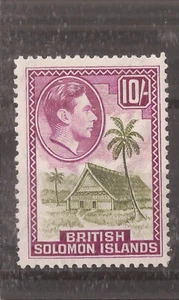 BRITISH SOLOMON ISLANDS 1939-51 KGVI 10s sg72 mh - Picture 1 of 2