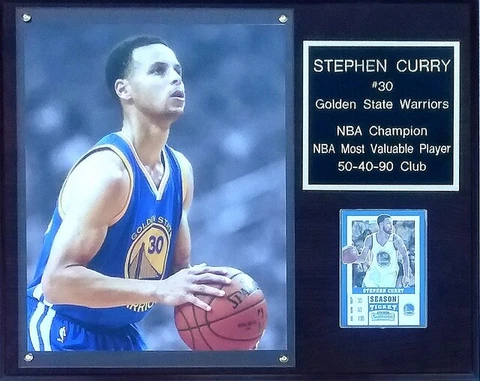 Stephen Curry Golden State Warriors 12x15 Cherry-Finished Stats Plaque Cover