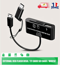  Lecteur de carte TF/SD OTG 3 en 1 Micro USB + Type-C Vers TF/SD USB 2.0 