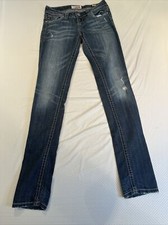 MEK Denim Alabama Cigarette Men's Blue Jeans Distressed Size 27x34