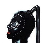 Latex Hood with Transparent Eye Lens and Rivet Decoration Rubber Mask Club Wear