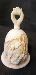 Homco Christmas Manger Scene By Ceramic Bell 5.5" Baby Jesus Mary & Joseph - Picture 1 of 13