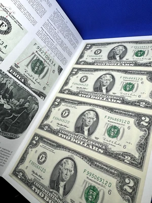 USA - Uncut Sheet of 4 Notes in BEP Folder - $2 1995  " F - GEORGIA " - 912 - Image 1 of 4