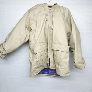 Misty Harbor Beige Flannel Lined Rain Jacket Womens Size Large  - Picture 1 of 9