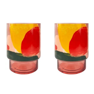 2x Urban Selena Abstract 19cm Glass Plant/Flower Vase Home Display Pot Large PNK - Picture 1 of 4