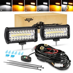 Auxbeam 7'' inch LED Pods Light Bar Spot Flood Truck Offroad 4WD SUV Driving Fog - Picture 1 of 11