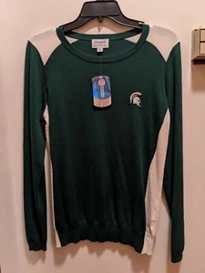 Michigan State Spartans Women's Large Green Long Sleeved Lightweight Sweater NWT - Picture 1 of 11