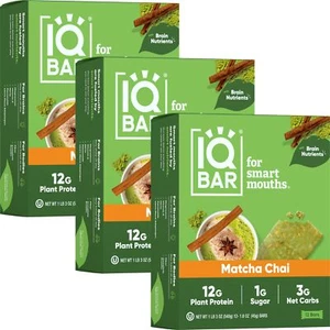 IQBAR Brain and Body Plant Protein Bars - Matcha Chai - 36-Count Low Carb - G... - Picture 1 of 7