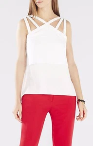 NUEVO BCBGMAXAZRIA BLANCO JULIYA MÚLTIPLES CORREAS SUPERIORES EN CAPAS WQR1V029/S423A TALLA M - Imagen 1 de 3
