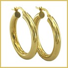 Orecchini in ORO Giallo 18 kt 750 a Cerchio Tubolari Bombati ad Anello da Donna