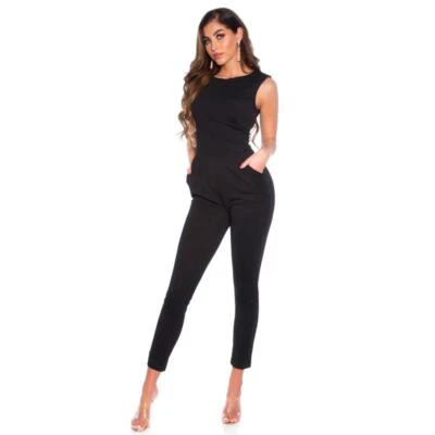 Eleganter ärmelloser Damen Overall Jumpsuit Schwarz #OV547 - Bild 1 von 4